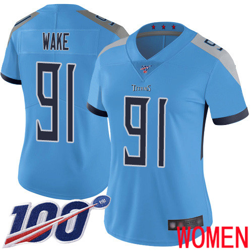 Tennessee Titans Limited Light Blue Women Cameron Wake Alternate Jersey NFL Football #91 100th Season Vapor Untouchable->women nfl jersey->Women Jersey